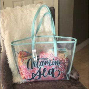 🆕TIME & TRU CLEAR BEACH TOTE 2PC❤️